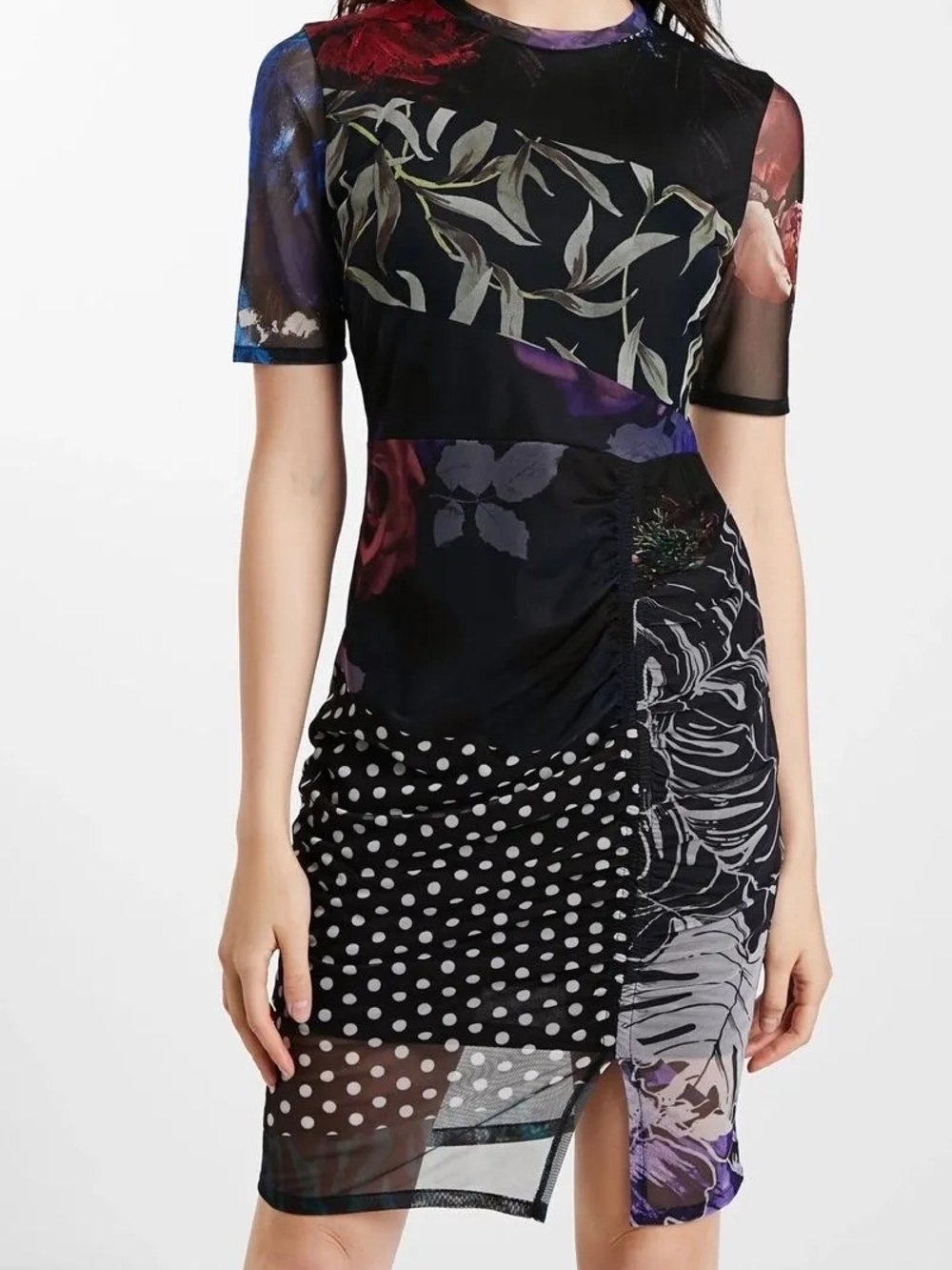 Desigual Sheer Mesh Mini Dress